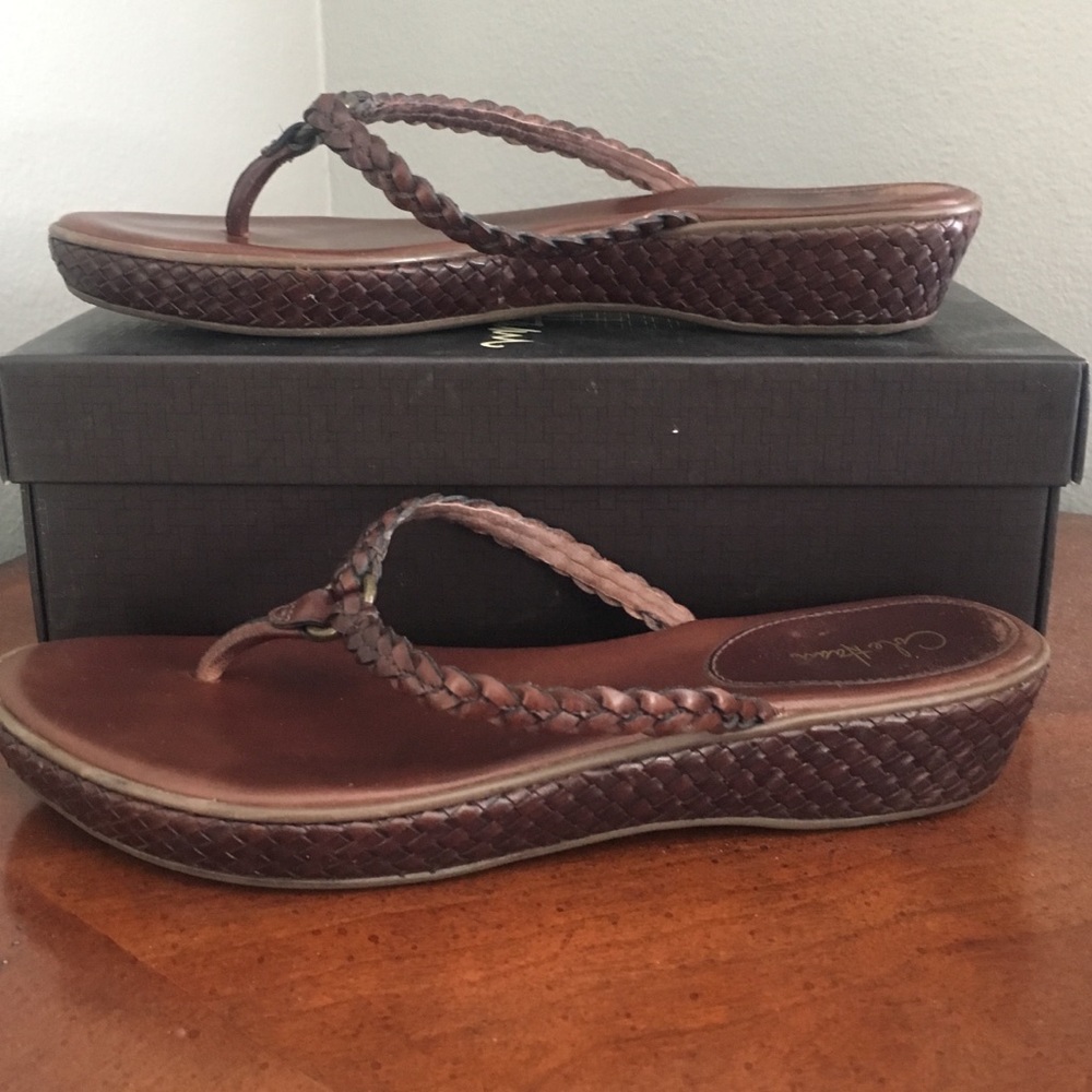 Cole Haan woven leather thongs